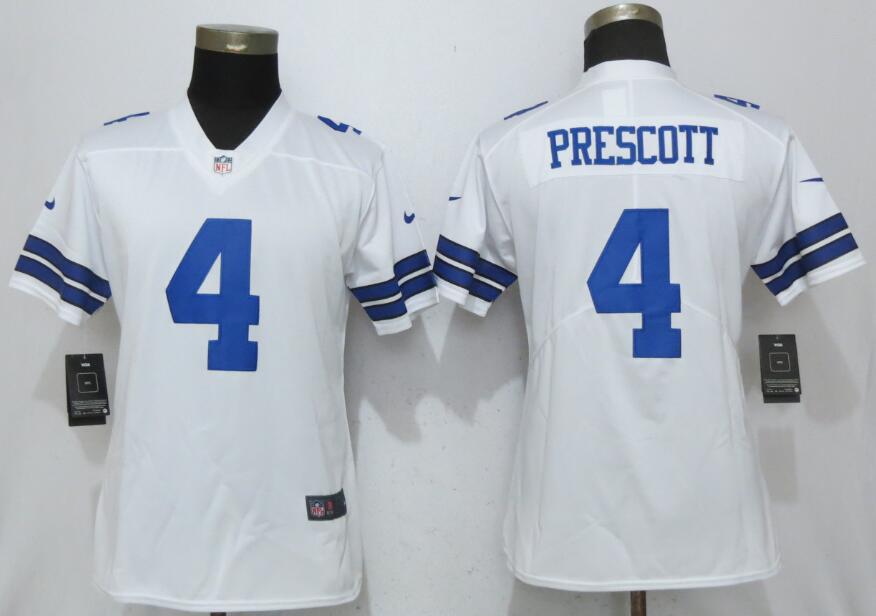 Women Dallas cowboys 4 Prescott White Nike Vapor Untouchable Limited NFL Jerseys